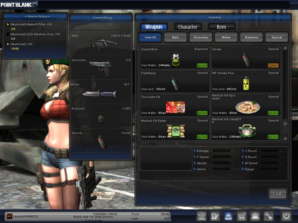 JUAL CHAR POINT BLANK PANGKAT BINTANG DUA NEGO