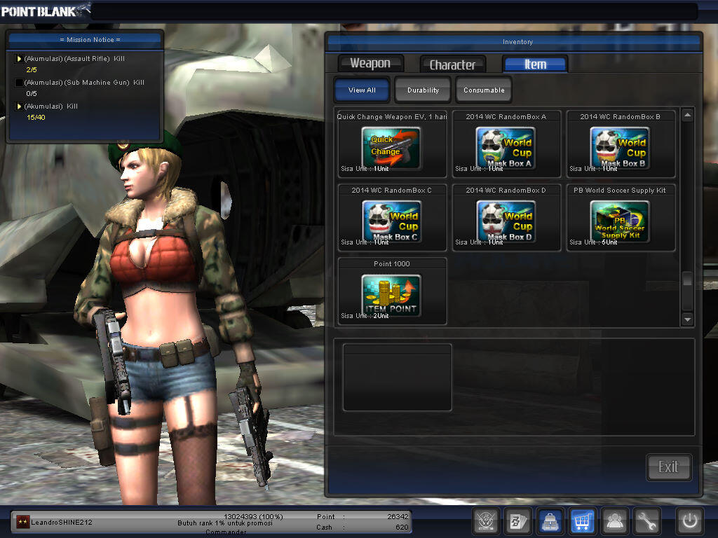 JUAL CHAR POINT BLANK PANGKAT BINTANG DUA NEGO