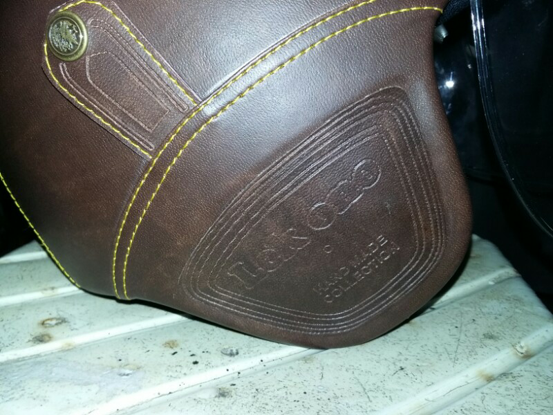 Helm Bogo Hand Made Keren Berlapis Kulit Warna Coklat