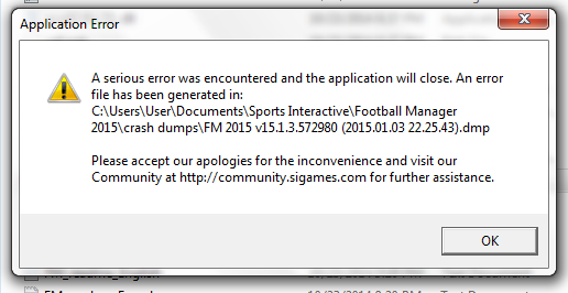 ganti SPEK main fm15 crashdump terus?