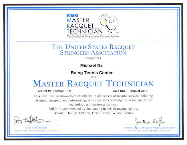 Boing Sport Professional Stringing Service (Tennis/Badminton) USRSA MRT Certified