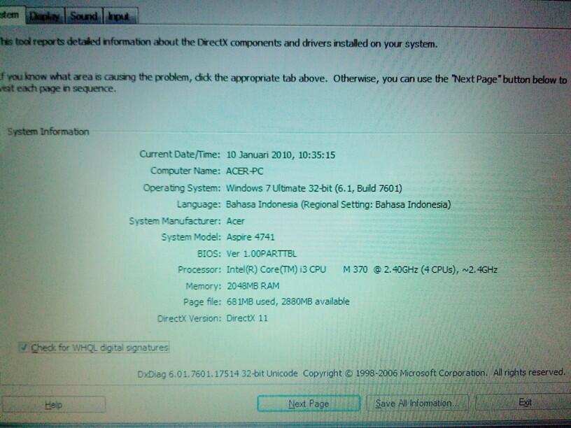 Laptop Acer Aspire 4741 Mulus PES 2013 ok