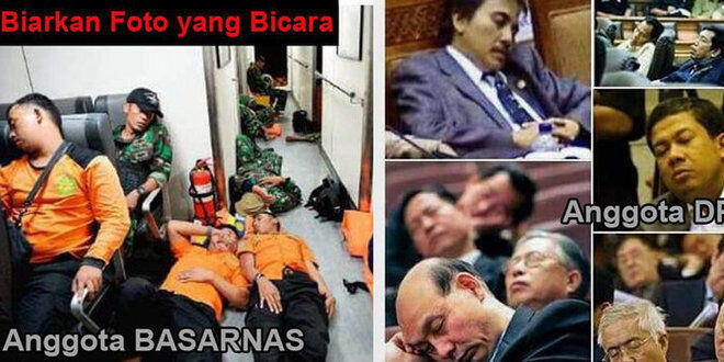 (Biarkan foto berbicara)Saat Petugas Basarnas Tidur VS Anggota DPR, Lebih Lelah Mana?