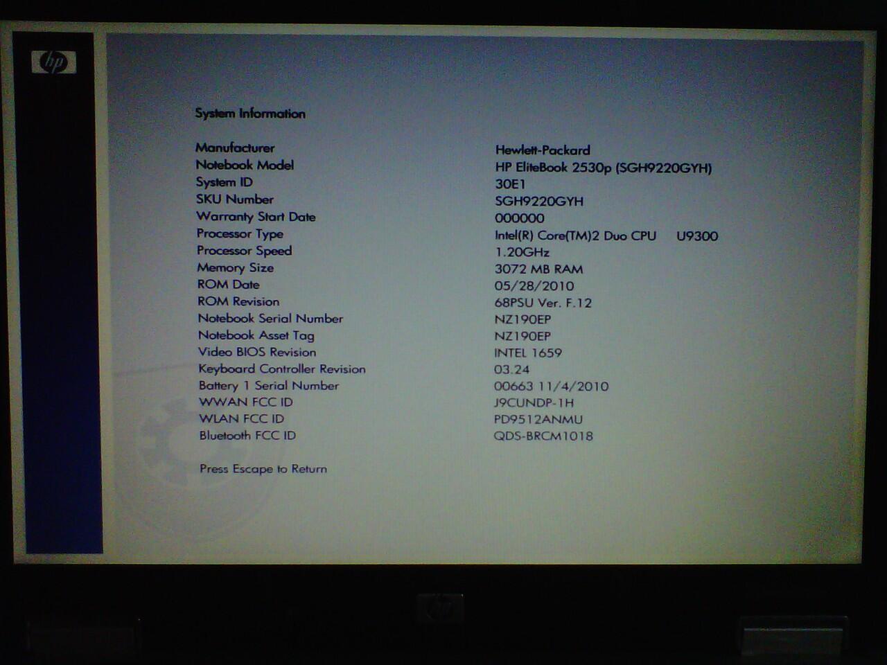HP EliteBook 2530P