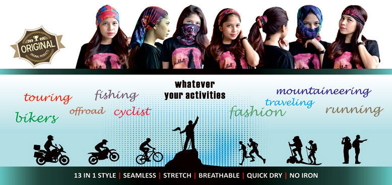 Buff Bandana / BAFin Headwear Multifungsi (Seamles,Strecth,Breathable)