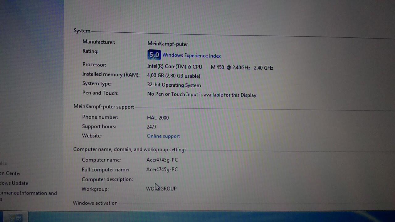 laptop acer i5 hardis 1000gb