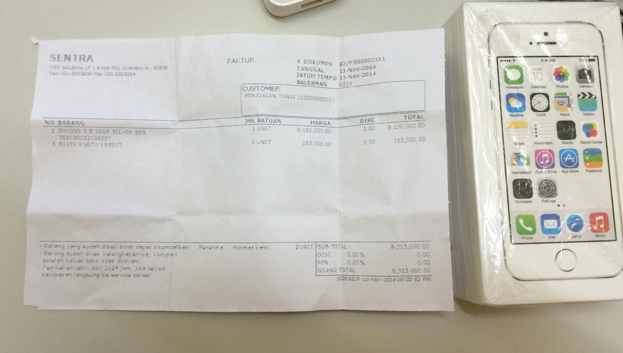 Terjual iphone 5S Silver 16GB Mulus kayak Cita Citata 