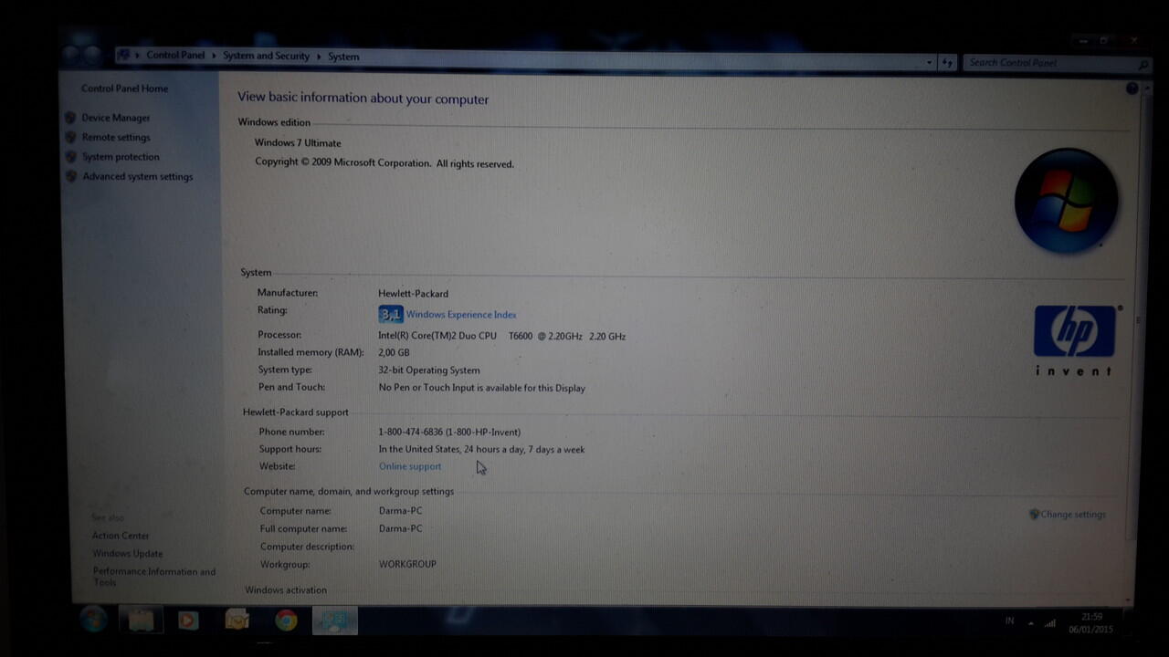 Jual Laptop Compaq presario CQ35 Dualcore T6600