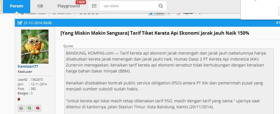 Pengguna Kereta Ekonomi Senang Tarif Turun Maret