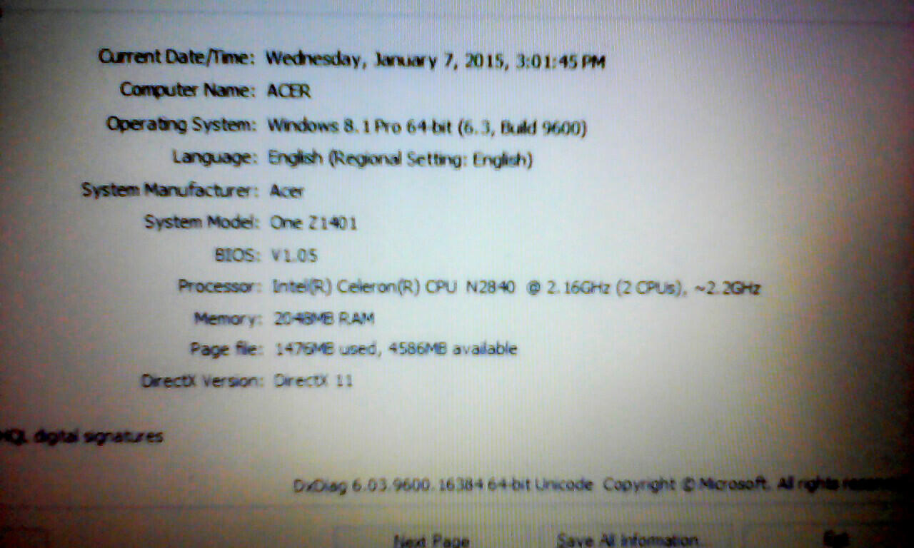 Acer Z1401-C5S5 Garansi 6 Oktober 2017