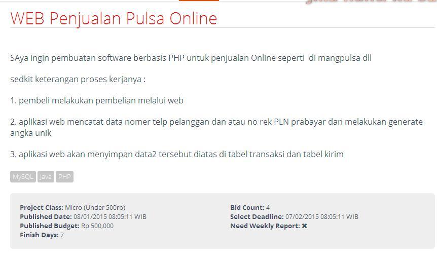 &#91;LOWONGAN FREELANCE INDONESIA&#93; WEB Penjualan Pulsa Online