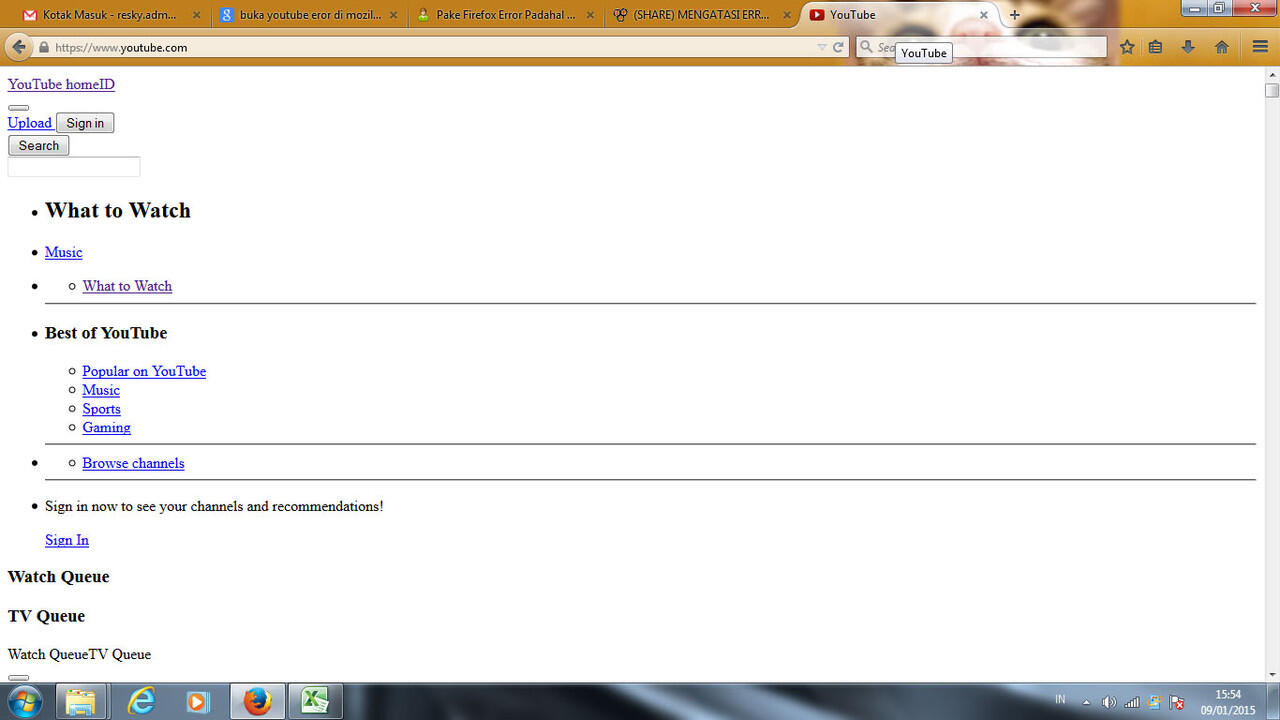 (ASK) semua browser buka youtube eror