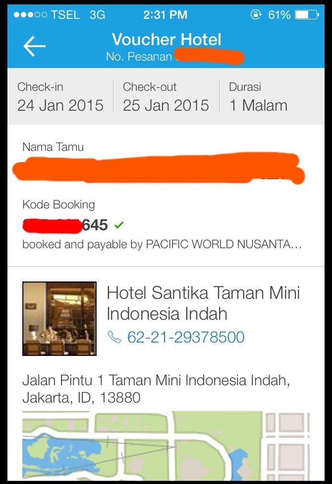 Voucher Hotel Santika Taman Mini