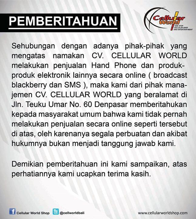 Hati Hati Dengan Seller CellWorldBali Gatsu