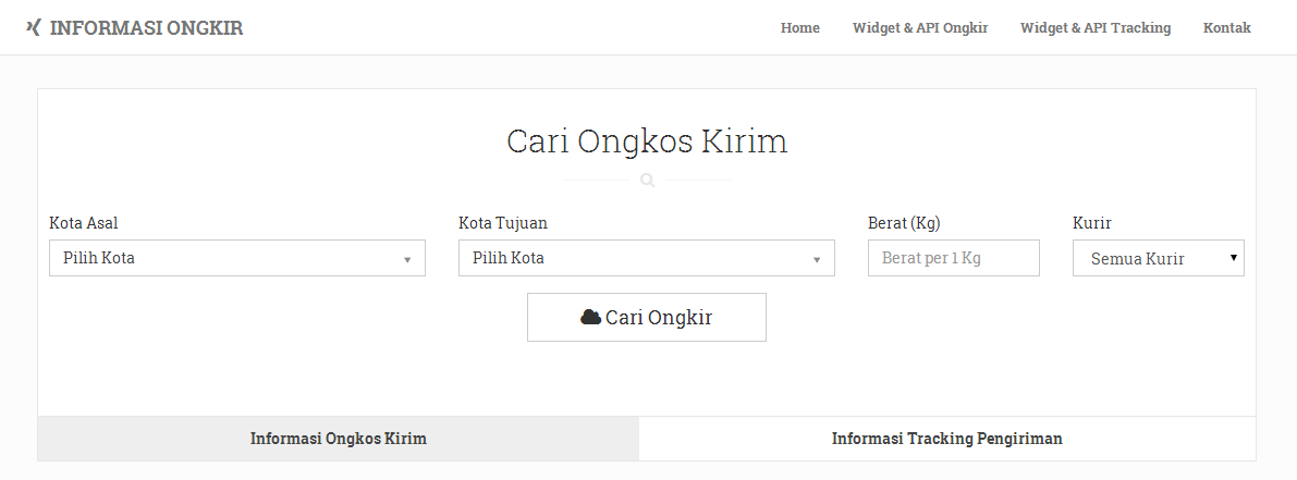 Widget Ongkos Kirim dan Widget Tracking JNE TIKI dan POS