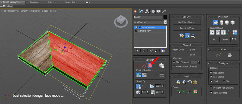 sebelum nge texture ... kita set UV layout dulu gan ...