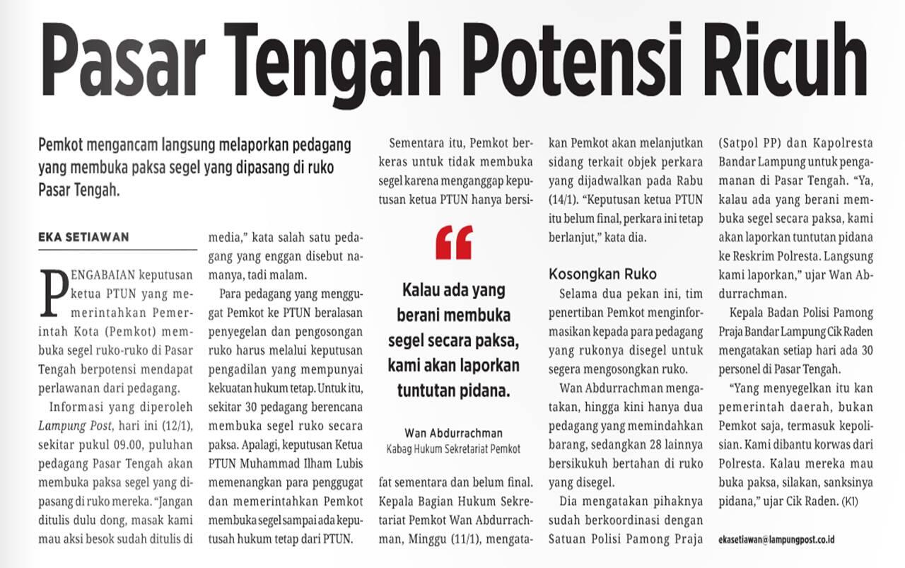 &#91;BREAKING NEWS&#93;Pemkot Bandarlampung melecehkan Pengadilan (Pak Jokowi Harap baca)