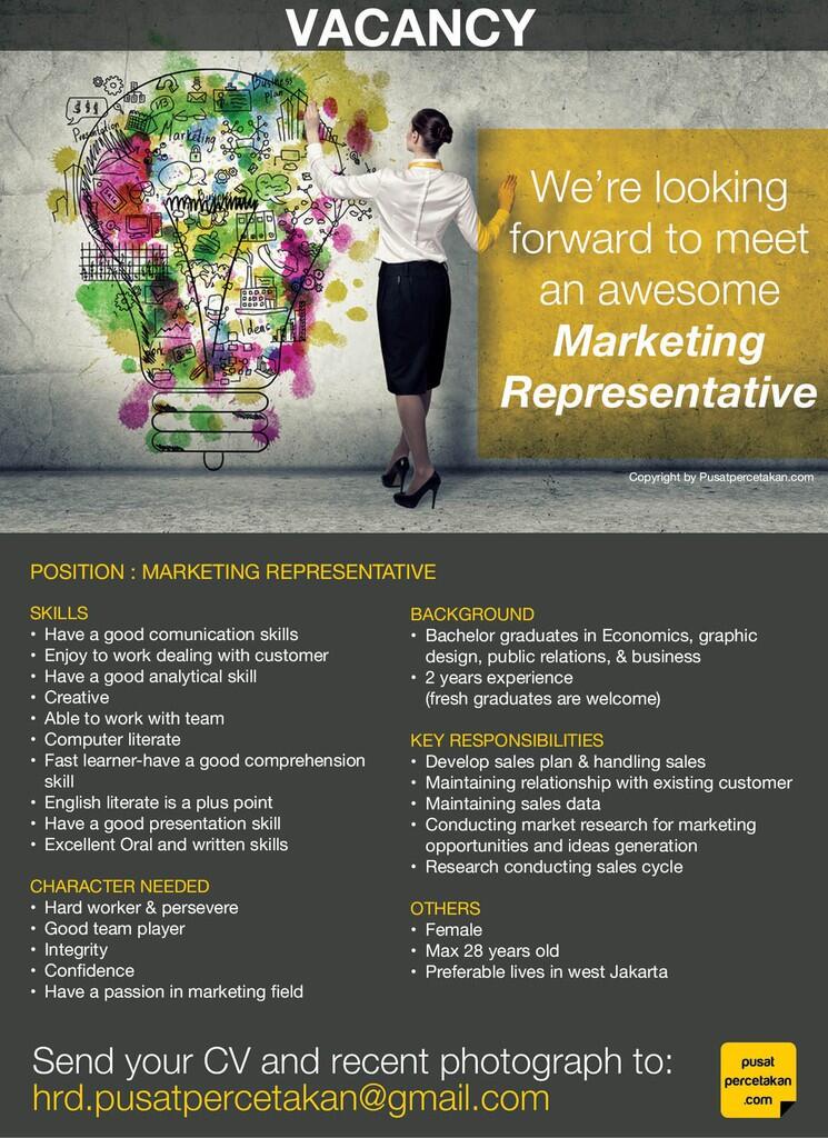 Lowongan Kerja Marketing Representative