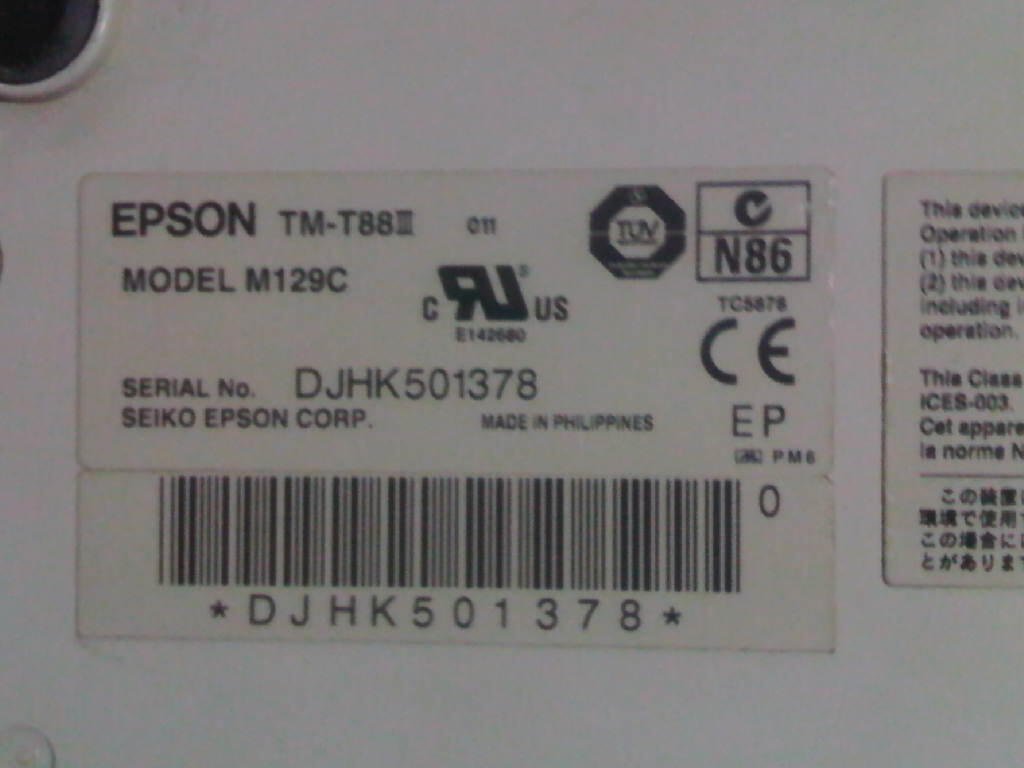 JUAL : Printer POS/STRUK thermal EPSON TM-T88 seri III