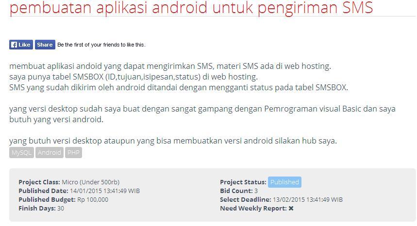 &#91;LOWONGAN FREELANCE&#93; Pembuatan aplikasi android untuk pengiriman SMS