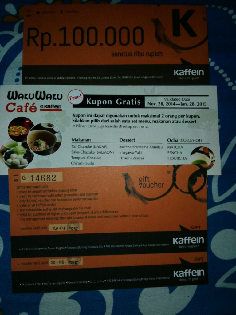 wakuwaku cafe gandaria city dan kaffein semua outlet