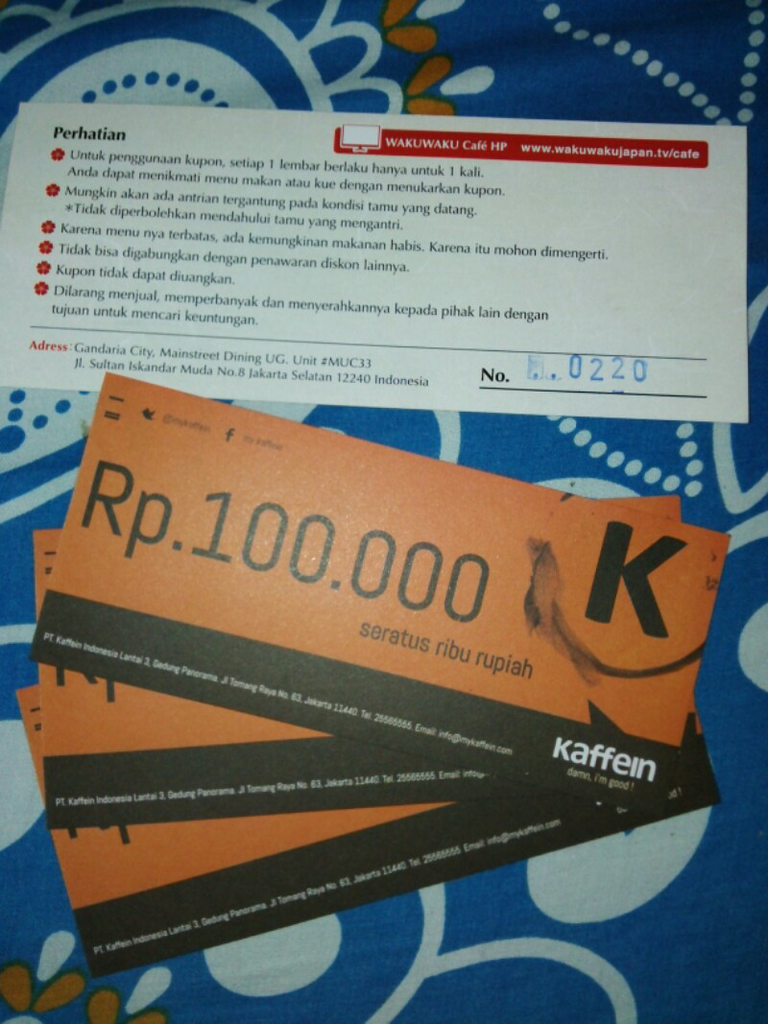 wakuwaku cafe gandaria city dan kaffein semua outlet