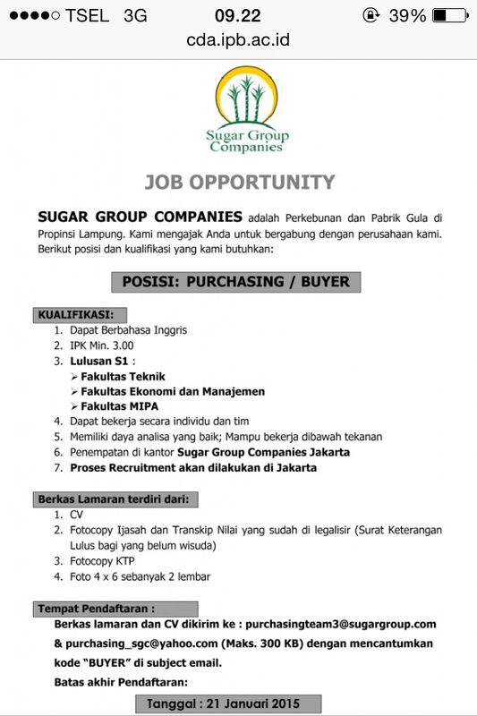PURCHASING AT SUGAR GROUP COMPANIES