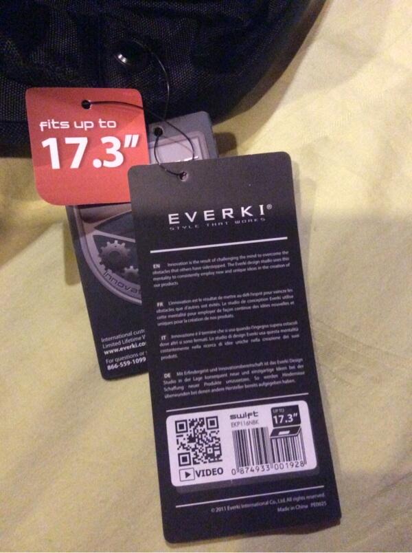 WTS>tas laptop upto17'3inch merk everki. murah sekali