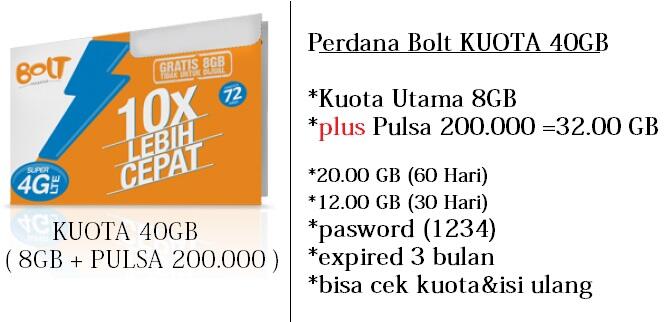 ★KARTU PERDANA BOLT ★8GB ★14GB★40GB★ HARGA BERSAHABAT ★★★★★