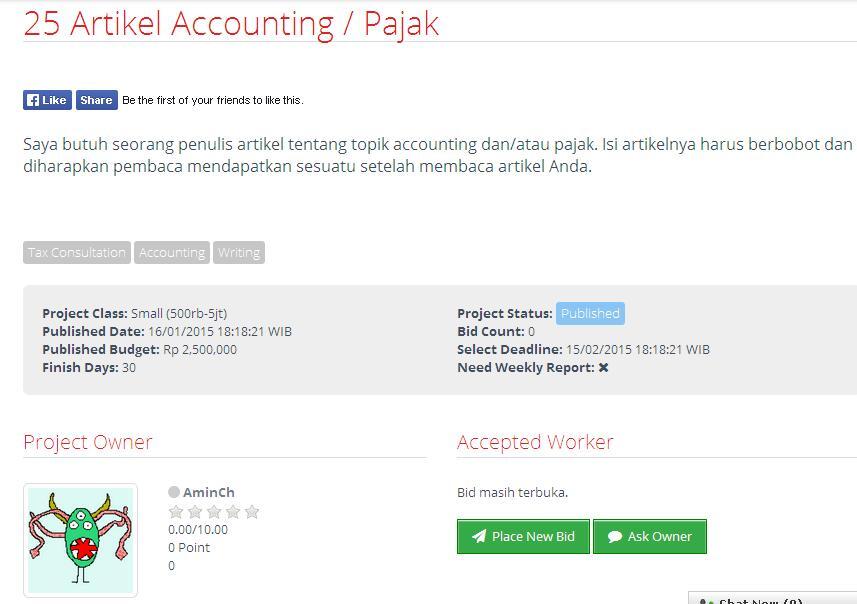 &#91;LOWONGAN FREELANCE INDONESIA&#93; 25 Artikel Accounting / Pajak