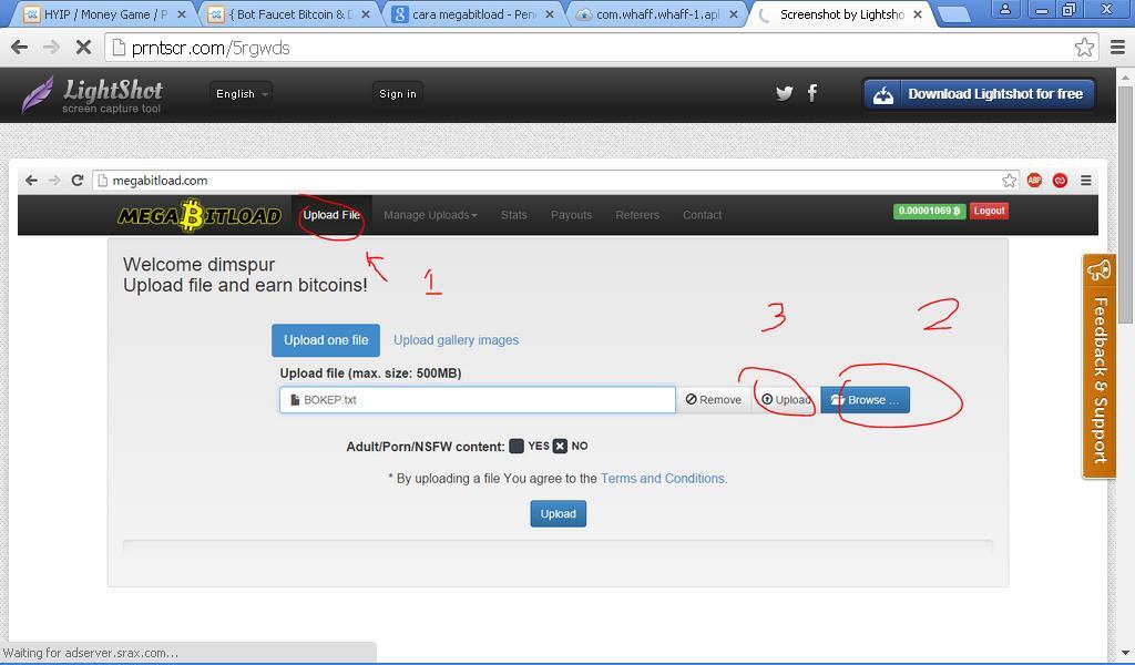 [HOT] Buat Agan yang Suka Upload Sekalian Dapet BTC