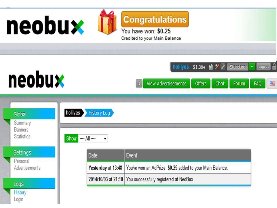 Cepet Nambah balance Neobux lewat Adprize,,,,Yang penting rajin gan,,,
