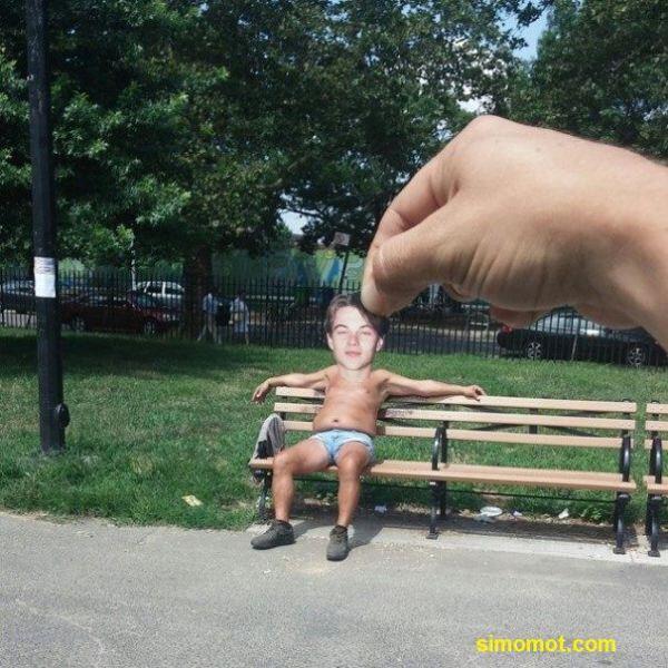 Pria Ini Iseng memasang Foto Leonardo DiCaprio Pada Wajah Orang