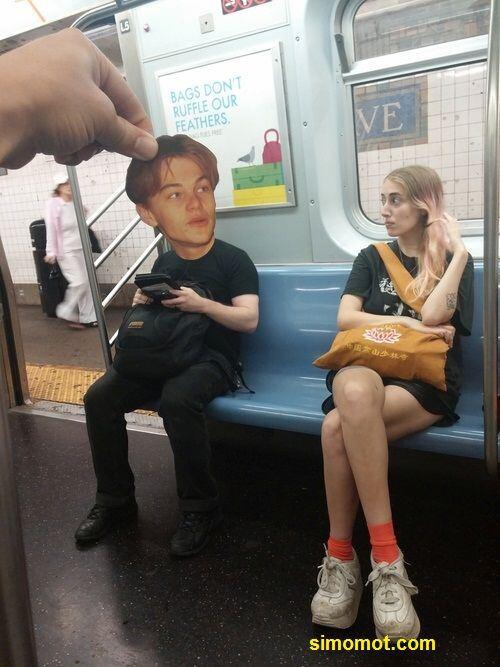Pria Ini Iseng memasang Foto Leonardo DiCaprio Pada Wajah Orang