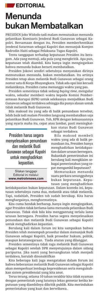 &#91;Editorial Koran Bewok Pagi ini&#93; Menunda BUKAN Membatalkan!