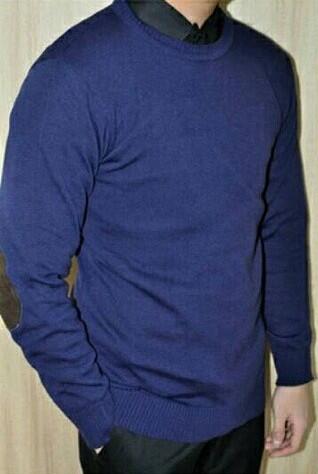 Sweater Pria Bahan Rajut Dengan Patch Kulit Berkualitas