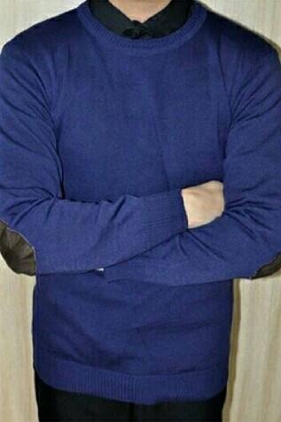 Sweater Pria Bahan Rajut Dengan Patch Kulit Berkualitas