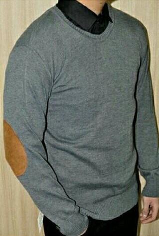 Sweater Pria Bahan Rajut Dengan Patch Kulit Berkualitas