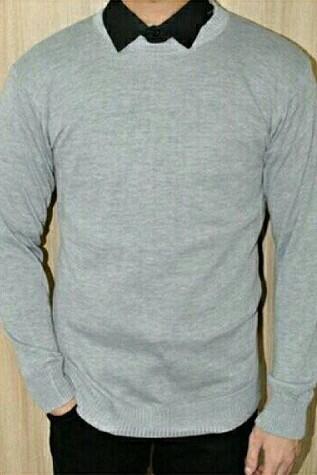Sweater Pria Bahan Rajut Dengan Patch Kulit Berkualitas