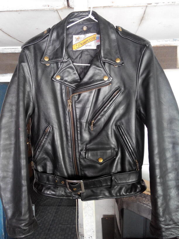 JAKET KULIT/LEATHER JACKET SCHOTT PERFECTO 618 DARK BROWN CLIP KANCING GOLD