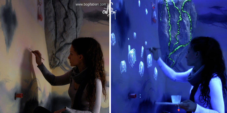 Begini kerennya mural glow in the dark buatan seniman Hungaria