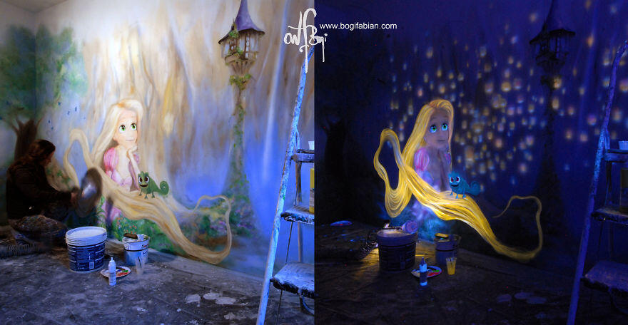 Begini kerennya mural glow in the dark buatan seniman Hungaria