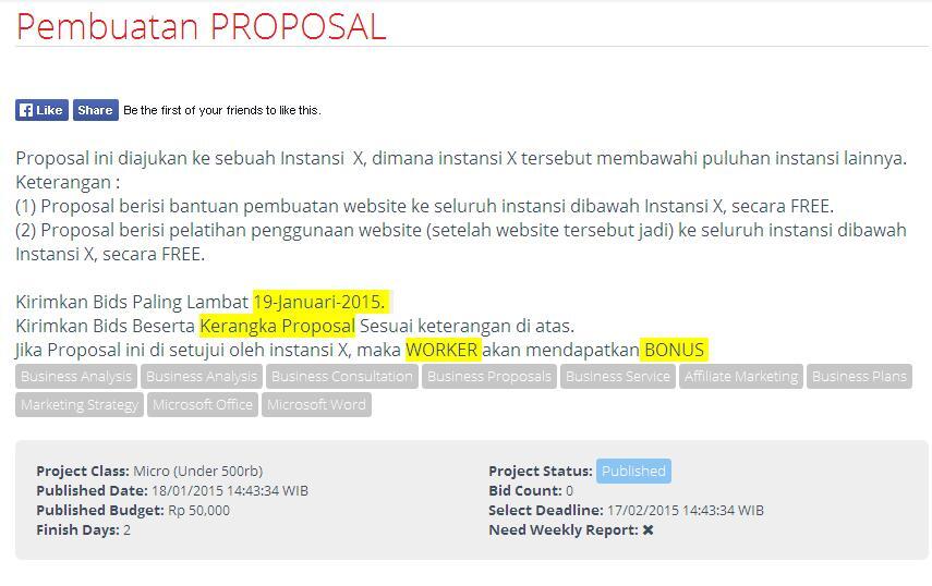 &#91;LOWONGAN FREELANCE INDONESIA&#93; Pembuatan PROPOSAL