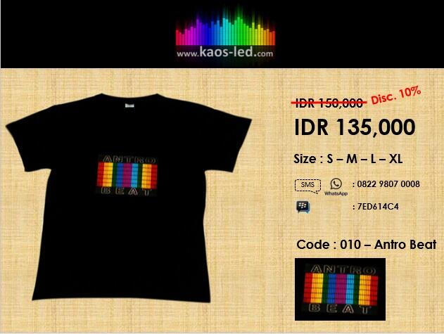 Kaos LED,menyala dengan sensor suara