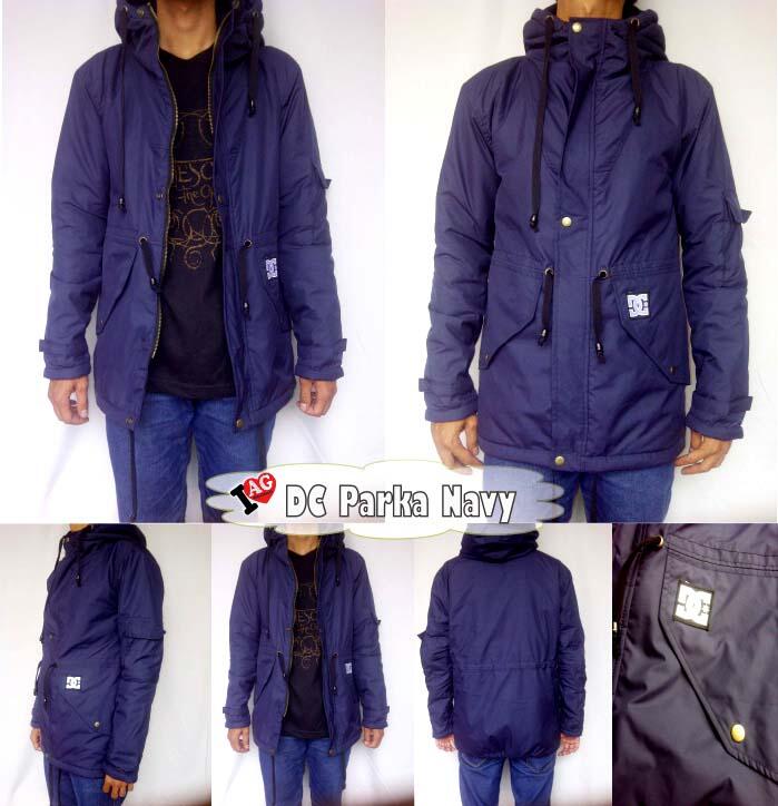 Jaket Parka Hoodie Bandung DC (green army, blue navi, brown, Grey)