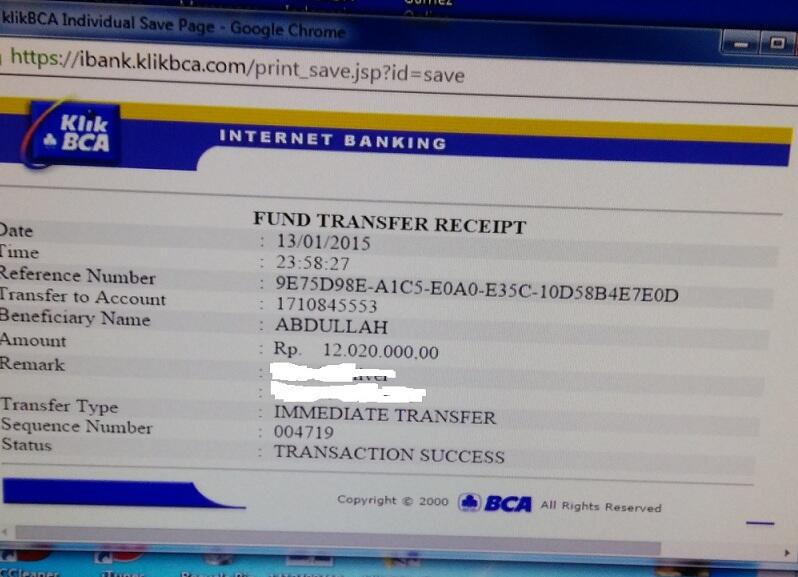 Surat Terbuka Salah Transfer Rek BCA 1710845553 A/N ABDULLAH | RP 12Jutaan