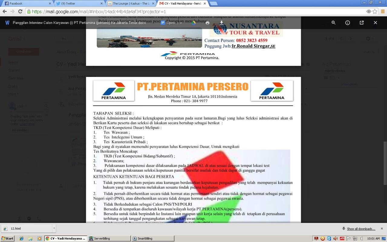 Yang dapat pangiilan atau sudah bekerja di PT.PERTAMINA masuk!!