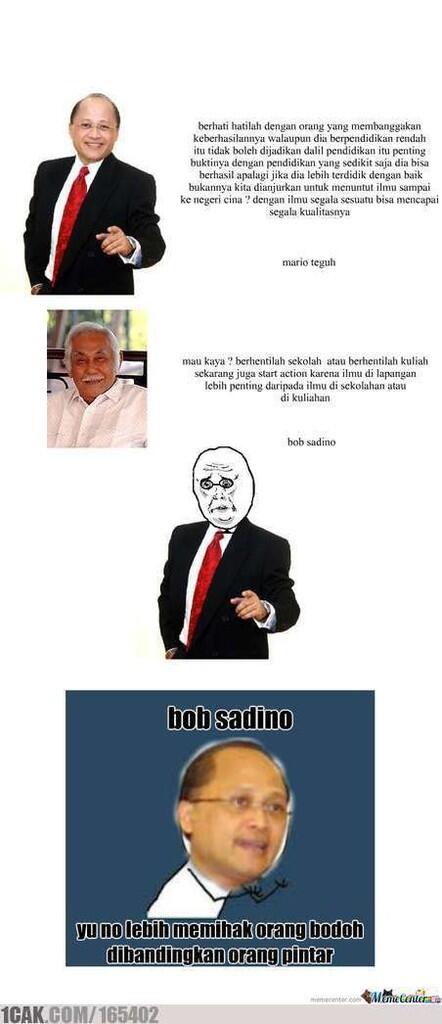Ini meme 'pintar vs goblok' ala Mario Teguh dan Bob Sadino