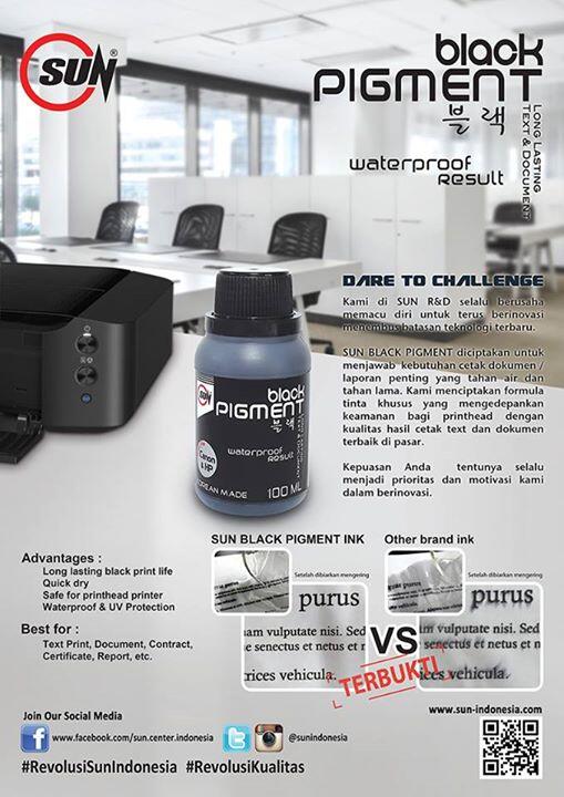Tinta SUN BLACK PIGMENT 100 ml (CANON & HP) || SUN INDONESIA