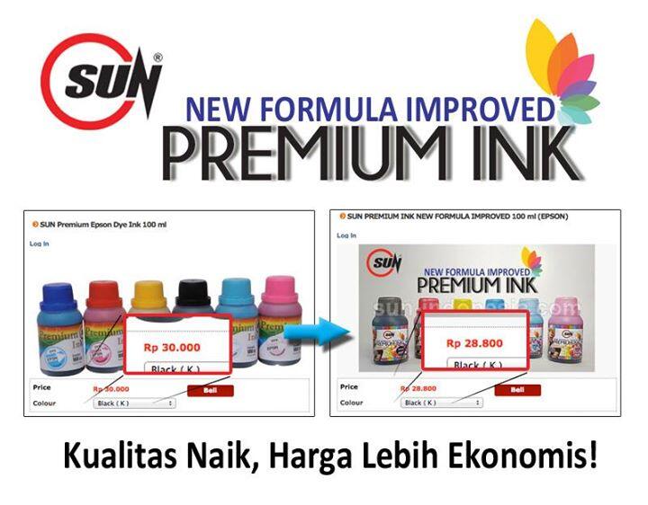 Tinta SUN PREMIUM INK NEW FORMULA IMPROVED 100 ml (EPSON) || SUN INDONESIA